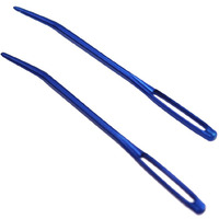 Phenovo 2 Pieces Aluminium Alloy Large-Eye Blent Needles Yarn Knitting Tapestry Needles