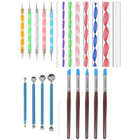 E Shopping  22Pcs Dotting Painting Tools With Mandala Set Pen Dotting With Mandala Stencil Kit Ball Stylus Clay Sculpting Carving Tools, Multicolour