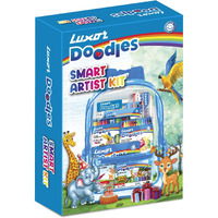 Luxor Doodles Smart Artist Kit For Kids - Drawing Book, Plastic & Wax Crayons, Oil Pastels, Water Colour Pens, Mini Sketch Pens, Pencil Set With Erasers And Scale, Ideal For Aspiring Young Artists