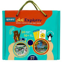 Apsara Art Explorer Kit, 20 Activity Cards For Creativity, Color Pencils, 12 Oil Pastel Colors, 12 Wax Crayons Colors, 1 Color Me Book, For 3-7 Ages Children, Fun Kit For Children, Ideal For Gifting