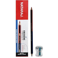 Nataraj Checking Pencils Red & Blue, Hexagonal Shape, Break-Resistant Bonded Lead, Comfortable & Soft Grip, Double Headed Design, Suitable For Kids (Pack Of 1)