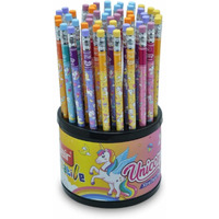 Flair Unicorn Xtra Dark Pencil Stand | Ergonomic Design With Rubber Tip Extra Dark Pencils | Dark Lines At Low Pressure | For Neat & Clean Handwriting | Pack Of 50 Pencils