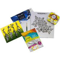 Fevicryl Pidilite All In One Artist Canvas Kit (1 Canvas, 1 Brush, 1 Acrylic Colour Kit, Stencils), Diy Kit, Painting Gift Set For Artists, Students, Multicoloured