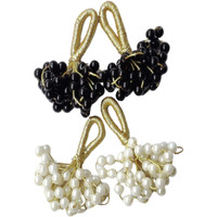 Paushak Boutique White & Black Beads Latkan (1 Set Golden 2 Piece & 1 Set Silver 2 Pieces)
