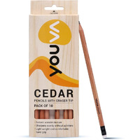 Youva Navneet Youva | Cedar Pencils With Eraser Tip For Students And Professionals | Writing Pencils | Pack Of 10 | Black