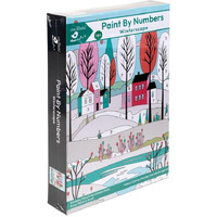 Paint By Number Winterscape Approx Canvas L8 X W12Inch Easel Stand L24 X W20.5Cm| For Home, Office Table, Desk Dcor, Art & Craft, Creative, Fun & Activity Diy Learning Kit