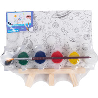 Little Birdie Paintable Pre-Printed Panel With Easel & Paints - Amazing Space, Approx 4In X6Inch, Easel Size 11Cm, 1Pc | For Diy Painting And Craft | Home Decor, Office Desk, Living Room, Wall Hanging, Showpiece, Best Gift For Kids & Adults