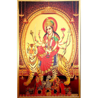 Ada Handicraft Hindu Goddess Maa Durga Photo Poster For Pooja & Wall Decoration Gold Foil Embossed Hindu Bhagwan Devi Devta Poster - Gold Plated Lord Poster Pack Of 2