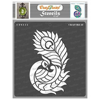 Craftreat Stencil - Side Feathered Peacock | Reusable Painting Template For Art And Craft, Mixed Media, Wall Painting, Home Decor, Diy Albums, Card Making And Fabric Painting, 6"X6"