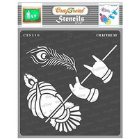 Craftreat Stencil - Krishna With Flute | Reusable Painting Template For Art And Craft, Mixed Media, Wall Painting, Home Decor, Diy Albums, Card Making And Fabric Painting, 6"X6"