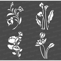 Craftreat Stencil - Mini Floral Bunches | Reusable Painting Template For Art And Craft, Mixed Media, Wall Painting, Home Decor, Diy Albums, Card Making And Fabric Painting, 6"X6"