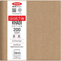 Anupam Sketche Khadi (Cover) Hardcover Sketch Book Square | 40 Sheets / 80 Pages | 200 Gsm Acid-Free Cartridge Paper | Good For Marker Watercolor, Alcohol Markers, Acrylic, Ink, Oil Pastel, Pencil