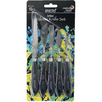 Brustro Artists Palette Painting Knives | Set Of 5 | Wooden Handle, Stainless Steel Blade, Ergonomically Designed | Ideal For Gesso, Acrylic Paint, Modeling Paste, Texture Gels, Creative Artworks