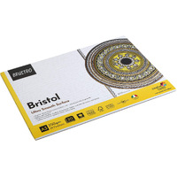 Brustro Bristol Ultra Smooth Glued Pad | 250 Gsm,A3,20 Sheets | Natural Grain, Medium Surface, Ideal For Charcoal, Coloured Pencils, Gouche, Pen, Pastels, Ink.