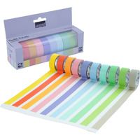 Brustro Washi Masking Tapes Pastel Palette Solids Shade, 15 Mm X 5 Mtrs (Set Of 10)