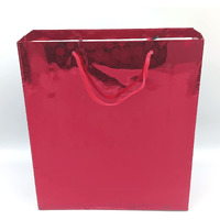 Gold Leaf Glitter Paper Bags 12Pcs With Handles,Reusable Iridescent Gift Bags For Baby Shower Gift Bags,Christmas, Party Wrapping Solution(23 X 8 X 27 Cm)(Red)
