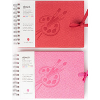 Comma Abaca  Wire-O Bound Sketchbook With Ribbon Closure  A5 Size  50 Sheets  160Gsm Anti-Ageing, Acid Free Paper Micro-Perforations For Easy Tear Off  Pack Of 2  (Pink + Red)
