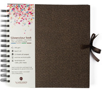Comma Watercolour Book | 8" X 8" | 300Gsm | Wire-O Sketchbook | Cold Pressed | Natural Shade | 100% Cotton Fibers (Chocolate Brown)