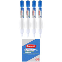 Reynolds Correction Pen Whitener I Smudge Free Operation With Unique Squeeze Control Applicator I Precise Whitener Pen For Correction - 4 Pieces,White,8904379403467