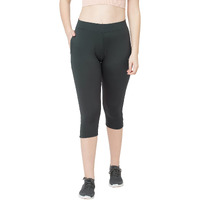 Sweet Dreams Women Solid Grey Poly Spandex Workout Capri