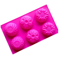 Folca 1 Pc 6 Cavity Flower Silicone Mould For Handmade Soap, Cake, Jelly, Pudding, Chocolate, Dessert Etc (Sunflower Mix Mould)