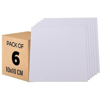 Urbane Home Blank Cotton Canvas Boards For Painting "10X10" Cm Pack Of 6 (White)