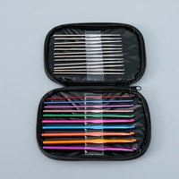 Urbane Home Crochet Hook Needle Set With Case|Ergonomic Sewing Knitting Needle Kit (Black)