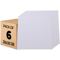 Homestic Blank Cotton Canvas Boards For Painting 30X30 Cm Pack Of 6 (White)