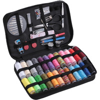 Homestic Multifunctional Sewing Kit Set Of 97|Silai Machine Tools With Cotton & Polyester Thread|Steel Secissors & Needles (Black)