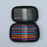 Homestic Crochet Hook Needle Set With Case|Ergonomic Sewing Knitting Needle Kit (Black)