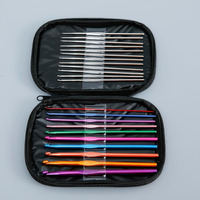 Kuber Industries Crochet Hook Needle Set With Case|Ergonomic Sewing Knitting Needle Kit (Black)