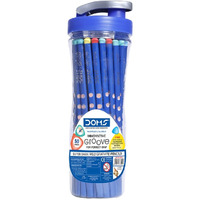 Doms Groove Super Dark Hb/2 Graphite Pencils Jar Pack | 50 Pcs Pencils | Innovative Groove For Perfect Grip | Ideal For School & General Purpose | Perfect For Sketching & Drawing | Jar Pack Of 1
