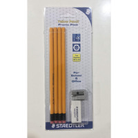 Staedtler Yellow Pencils Promo Pack Of 4 Pencils, 1 Eraser And 1 Metal Sharpener