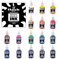 Flash Acrylic Ink,Set Of 16 Colors/Bottle (20 Ml/0.7 Us Fl Oz) With Rich Pigments, Vibrant, Non Toxic Paints For The Artist, Hobby Painters (Set Of 16 Colors-20Ml Each, Multi)