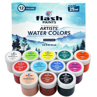 Flash Water Colours For Painting-Painting Kit For Kids Artists Professionals Hobby Painters-Matt Finish Rich Pigments Non Toxic Watercolor Set-25 Ml Each (Set Of 12), Multicolor