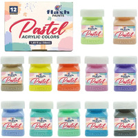Flash Pastel Acrylic Colours-Rich Pigments Non Fading Non Toxic Acrylic Paint Set For Artists Professionals Students Hobby Painters (Set Of 12 Colors-50 Ml Each, Multi)