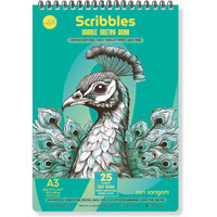 Zen Sangam Scribbles A5 Sketchbook | 50 Sheets 130Gsm Acid-Free Paper | Top Spiral-Bound Sketchpad For Artists, Kids & Professionals | Ideal For Markers, Colored Pencils, Charcoal | Teal (Set Of 1)