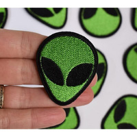 Daily Crafts 1 Pc Embroidery Patch Iron On Sew On Repair Patches And Badges (Alien Green Face)
