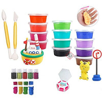 Firstly Traders Air Dry Clay Light Magic Clay 12 Colors Diy+Glitter+ Tools+ 1 Eraser, Clay In Tub Gift For Party Art And Craft Supplies For Kids Ages 8-10, Age 9-12, Age 12-16 Old