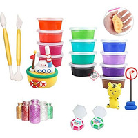 Firstly Traders Air Dry Clay Light Magic Clay 12 Colors Diy+Glitter+ Tools+ 2 Erasers, Clay In Tub Gift For Party Art And Craft Supplies For Kids Ages 8-10, Age 9-12, Age 12-16 Old