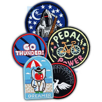 Daily Crafts 5 Pieces Mix Patch Varsity Jacket Embroidered Cloth Patch, Iron On/Sew On - Appliques For Men Biker Jackets Bags Travel Bags Denims