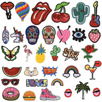 Pack Of 10 Funny Cloth Patch Stickers Badge Emblem Iron On Patch Embroidered Sew On Patches For Diy Girl Skirt Dress Kid's Bag T-Shirt Craft Clothes