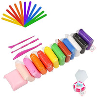 Firstly 12Pc Air Dry Clay+ Ice Cream Sticks+1 Eraser,Modelling Tools With Clay Set For Jewellery Earring Making Beginners Kit Clay Rings(Basic Colors)