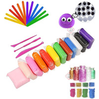 Firstly 12Pc Air Dry Clay+Ice Cream Sticks+ Googly Eyes+Glitte,Modelling Tools With Clay Set For Jewellery Earring Making Beginners Kit Clay Rings(Basic Colors)