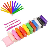 Firstly 12Pc Air Dry Clay+ Ice Cream Sticks,Modelling Tools With Clay Set For Jewellery Earring Making Beginners Kit Clay Rings(Basic Colors)
