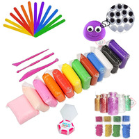 Firstly 12Pc Air Dry Clay+Ice Cream Sticks+Googly Eyes+1 Eraser+Glitter,Modelling Tools With Clay Set For Jewellery Earring Making Beginners Kit Clay Rings(Basic Colors)