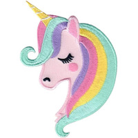 Daily Crafts 1 Pc Unicorn Iron On Patches Sew On Patch Punk Style Embroidery Appliques Head Motif Hot Melt Sticker Costumes Accessories For Jackets
