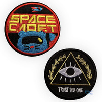 Daily Crafts 2 Pcs Iron On Patches Stickers Cute Diy Clothes Patches Embroidery Work For Sewing Or Iron-On For T-Shirt Clothes Jacket| Space Cadet And Trust No One Diy Patches