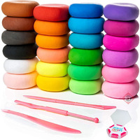 Firstly Traders 24 Pc Air Dry Clay Set For Jewellery Earring Making Beginners Kit Clay Rings(2 Sets Of 12 Basic Colors) Modelling Tools With Clay + Free Neon Eraser+ Stickers