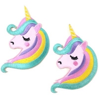 Daily Crafts 2 Pcs Unicorn Embroidered New Sew On Patch For Clothes| Pastel Color Unicorn Diy Patches